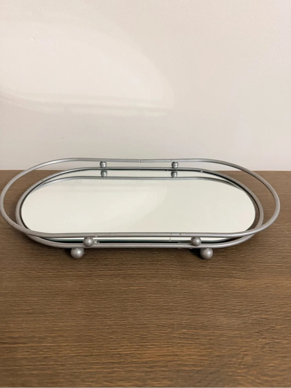 Silver Oval  Mirrored Decorative Vanity Tray - Home Bath